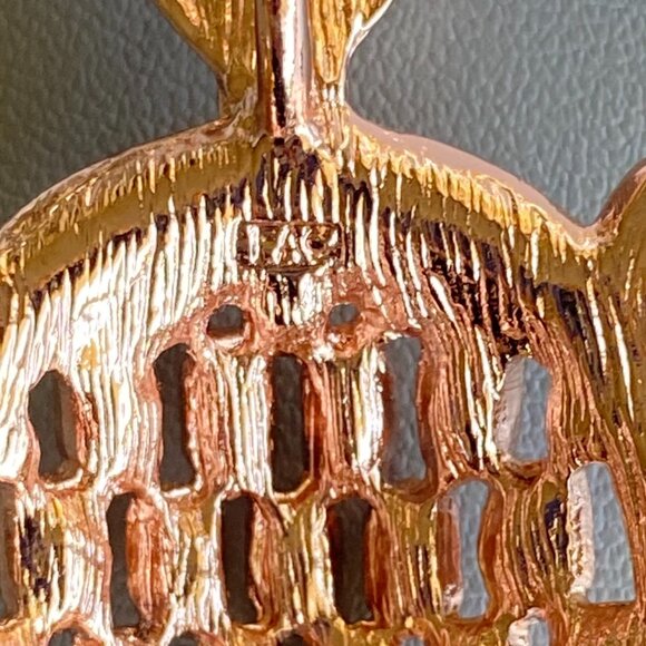 FAC Rose Gold Tone Marcasite Domed Turtle Necklace New - Picture 5 of 6